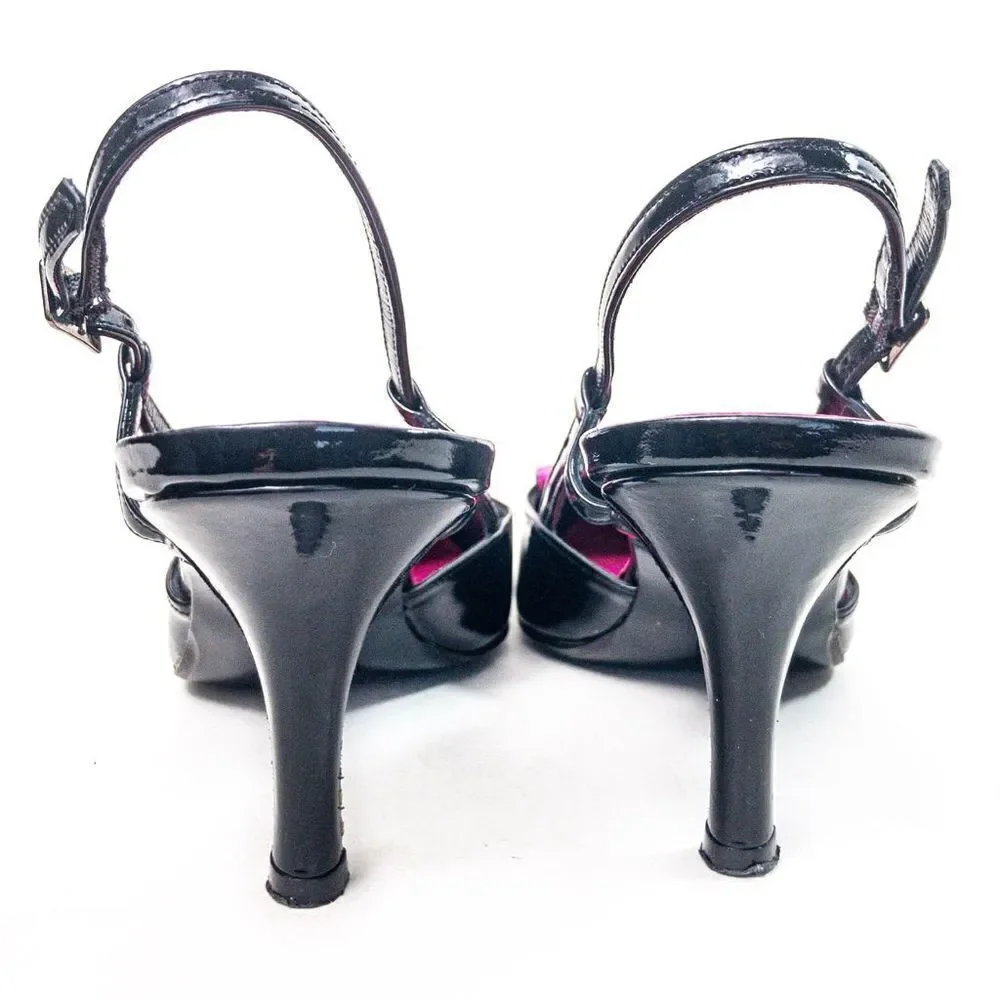 Versani Black Patent Knife Slingbacks Pink Gumball Sz 6B